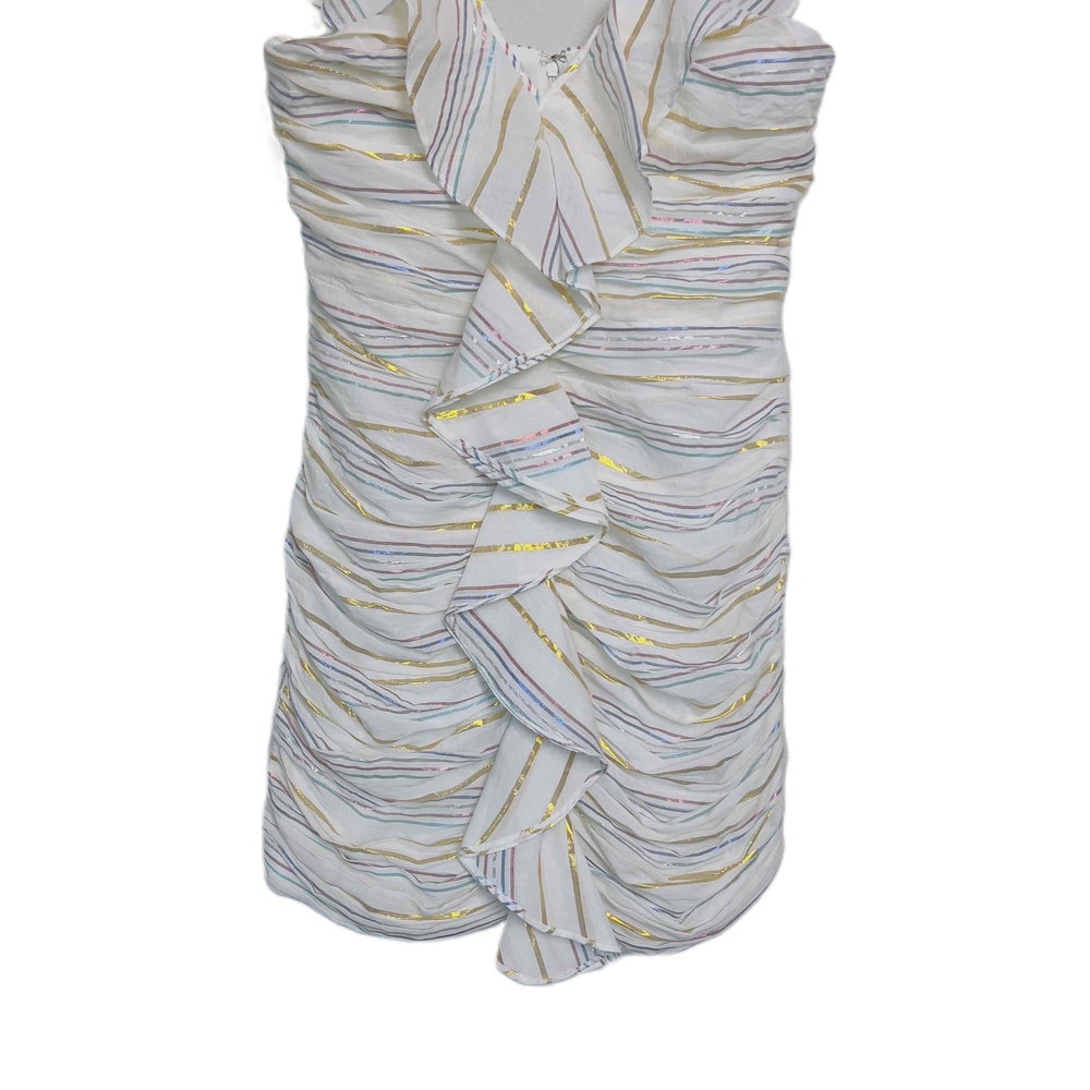 Tularosa Brittany‎ Dress in Marshmallow Ruched Ruffle Mini Cotton Size Medium - Picture 7 of 13